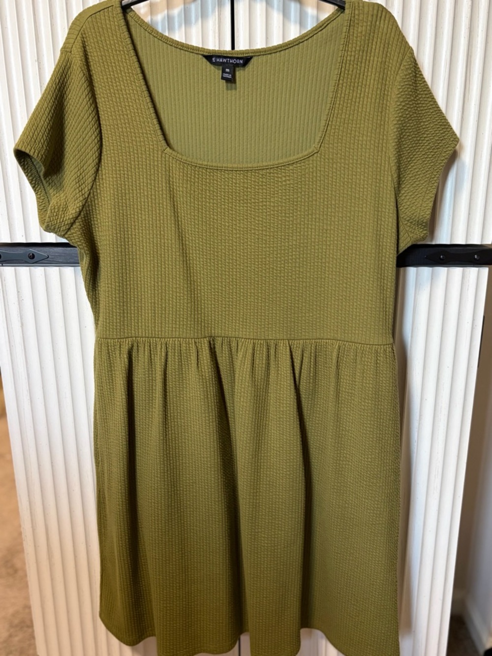 41 Hawthorn Olive Green Textured Short Sleeve Dress